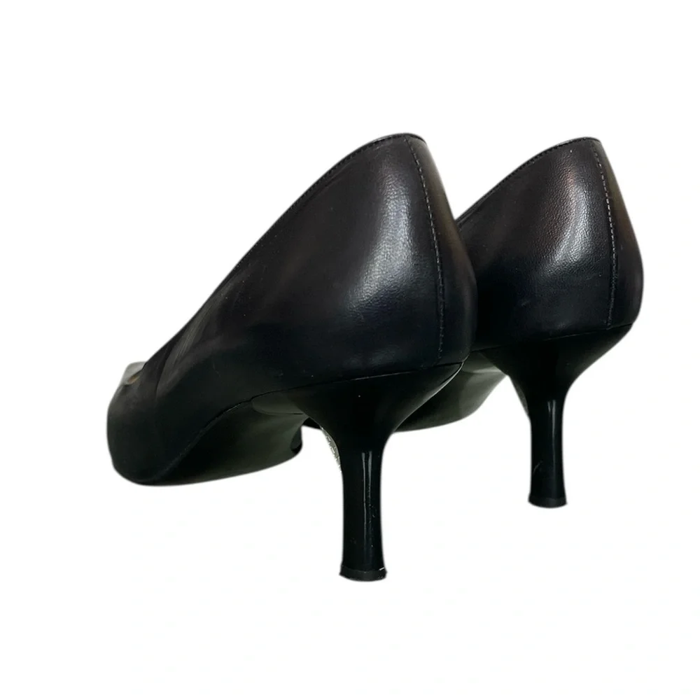 CHANEL Vintage 90s Square Toe High Cut Classic Pumps \\ 38.5
